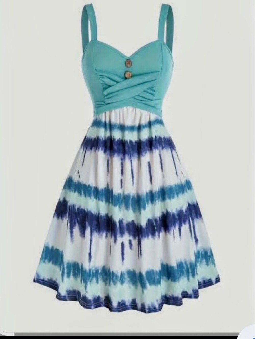 Turquoise Tie-Dye Fit & Flare Sundress